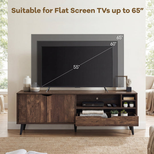 TV Stand for TVs up to 65 Inches Rustic Entertainment Center-Brown