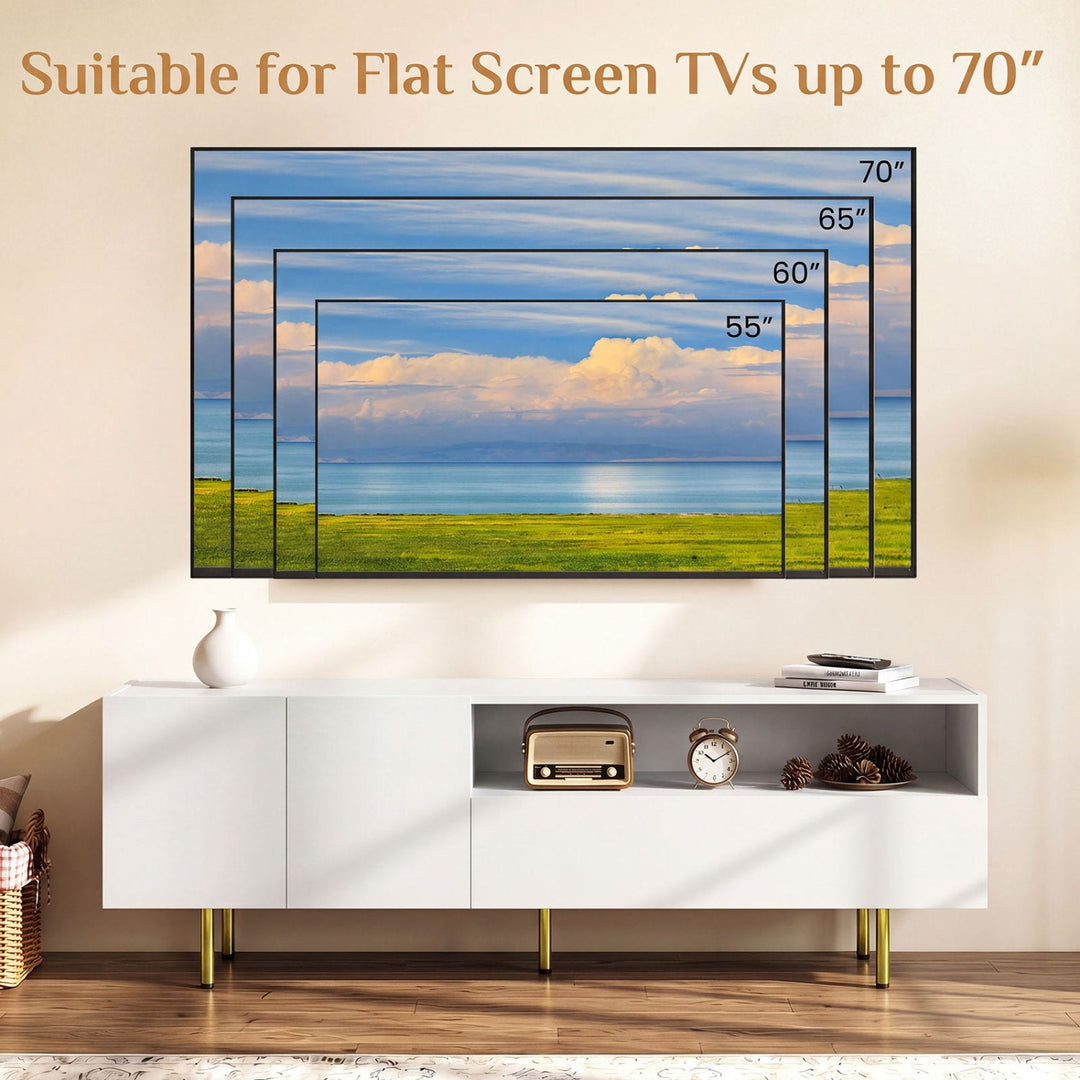 TV Stand for TVs up to 70" with Storage Cabinet and Metal Legs