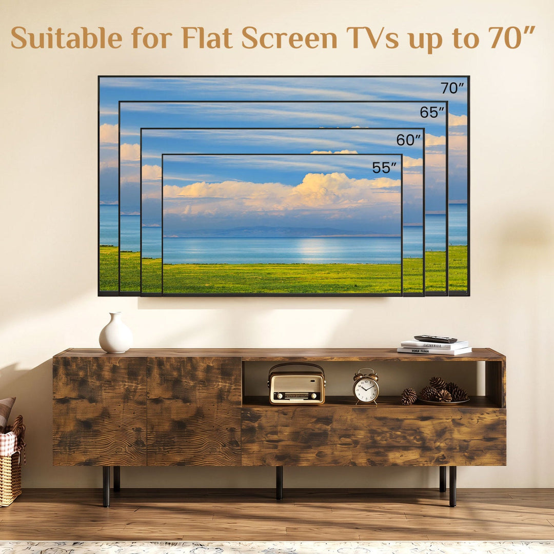 TV Stand for TVs up to 70" with Storage Cabinet and Metal Legs