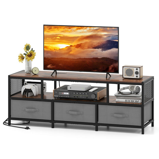 TV Stand for TVs up to 65 Inches with Power Outlets USB Charging