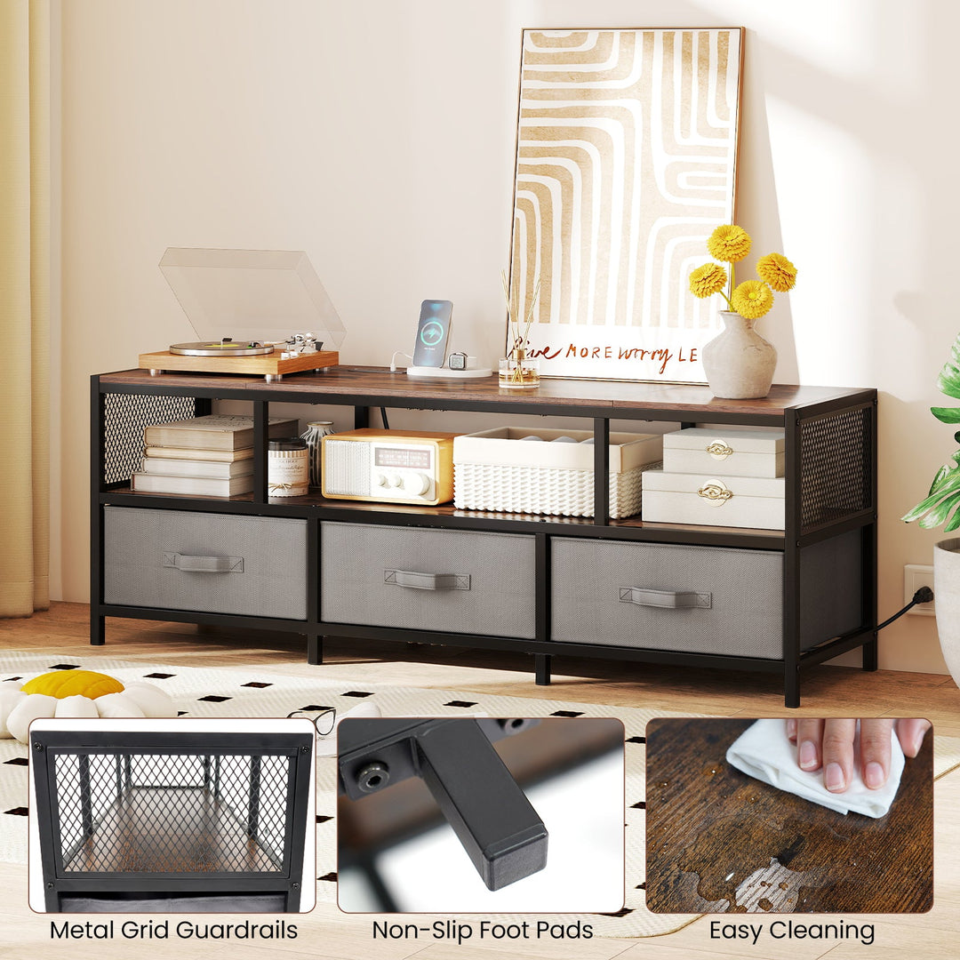TV Stand for TVs up to 65 Inches with Power Outlets USB Charging