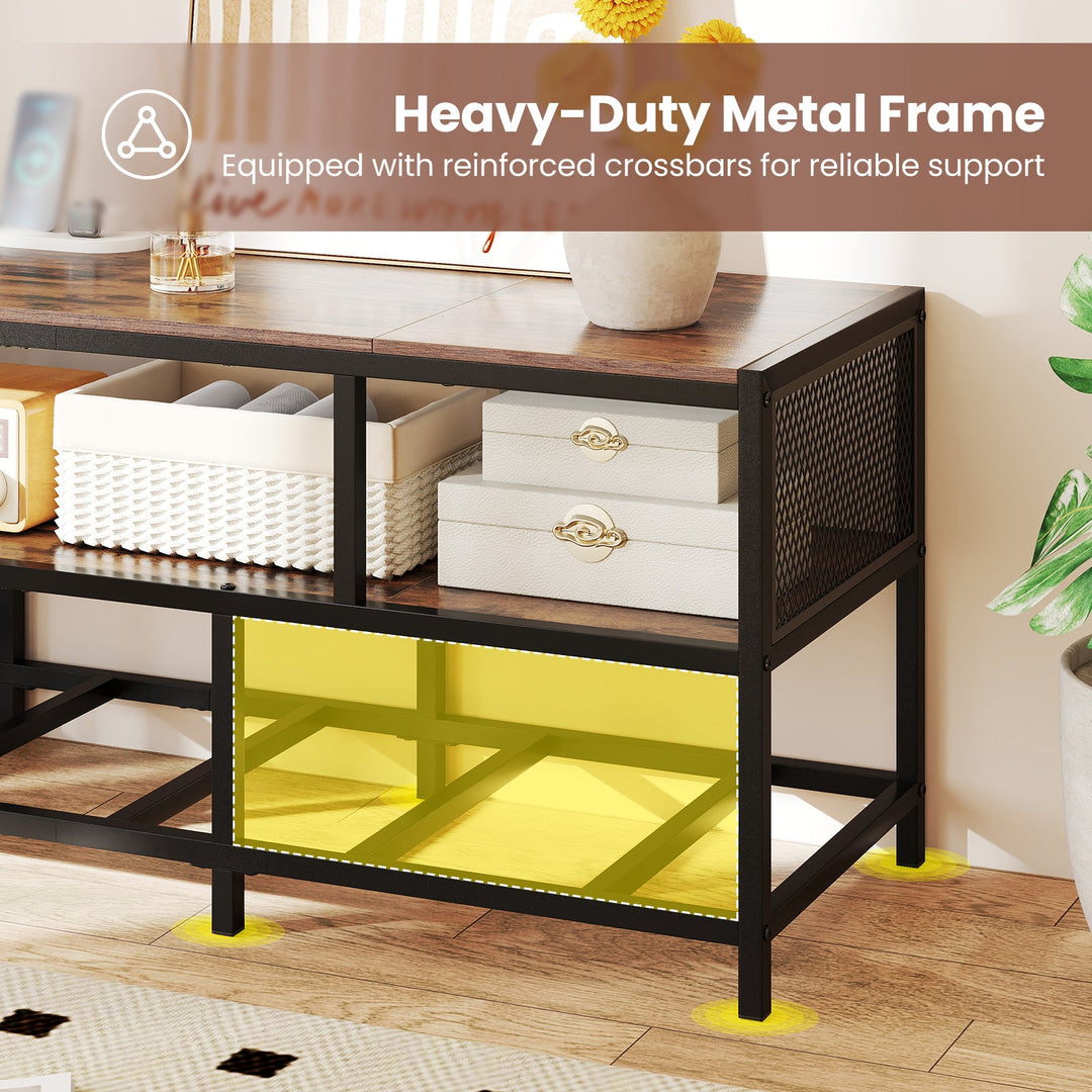 TV Stand for TVs up to 65 Inches with Power Outlets USB Charging