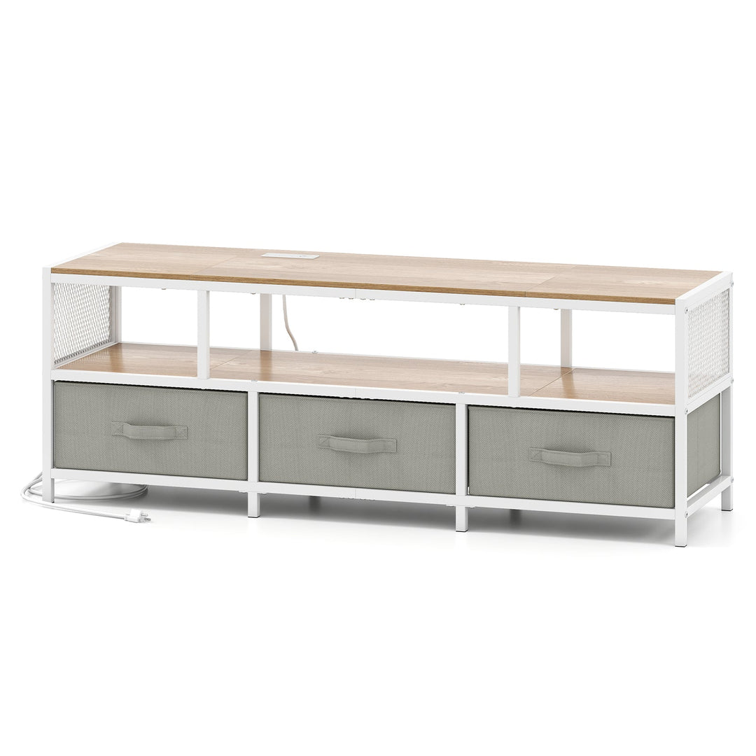 TV Stand for TVs up to 65 Inches with Power Outlets USB Charging