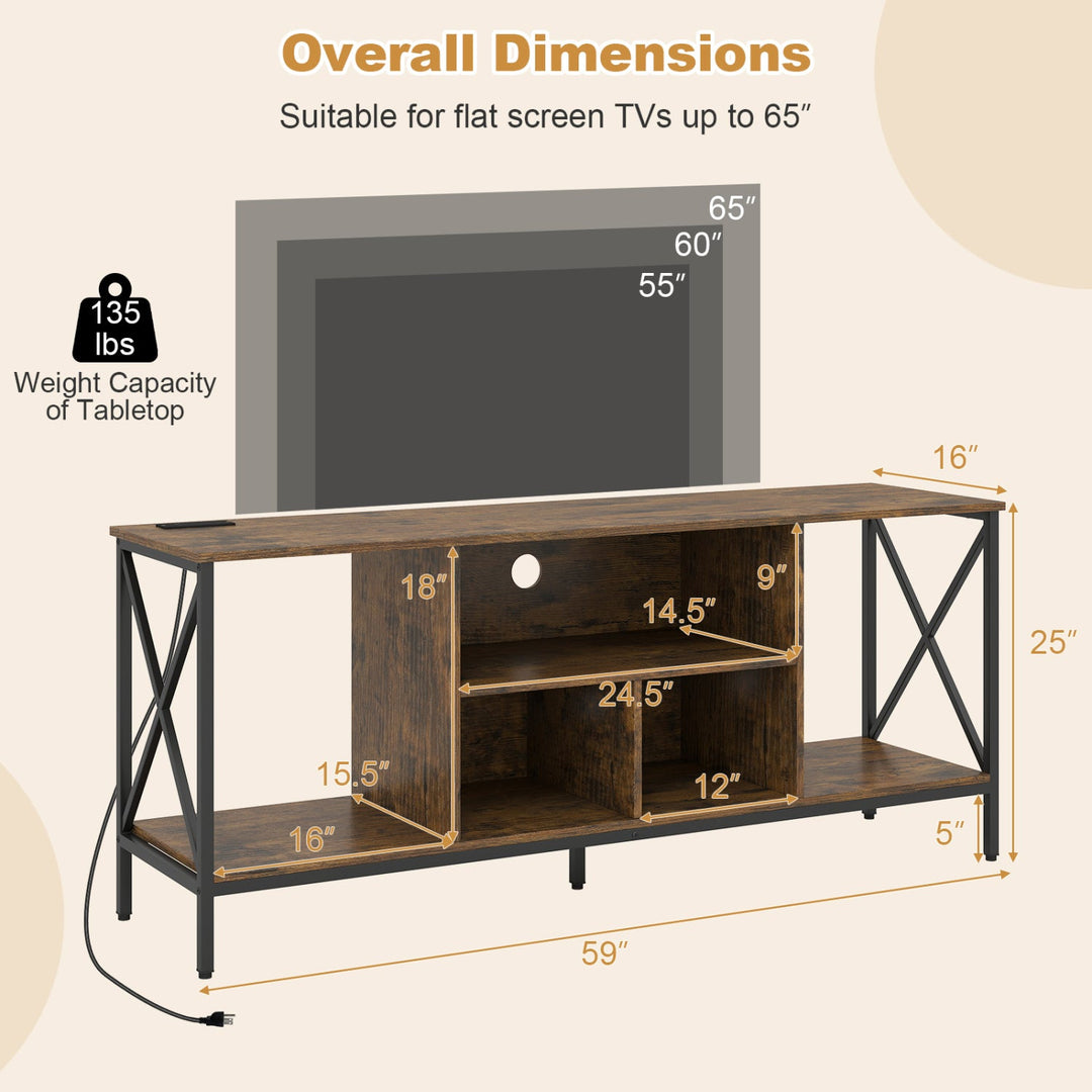 TV Stand with LED Lights for 65 Inch TV Entertainment Center with Power Outlets