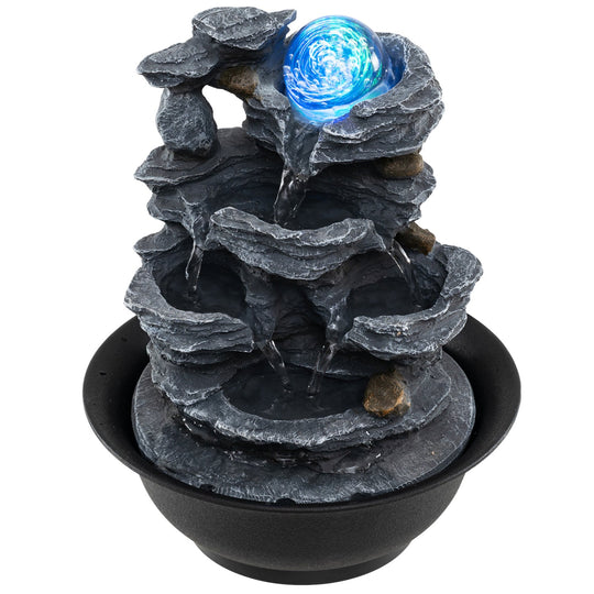 Tabletop Water Fountain with Rolling Crystal Ball and Color-Changing LED Light