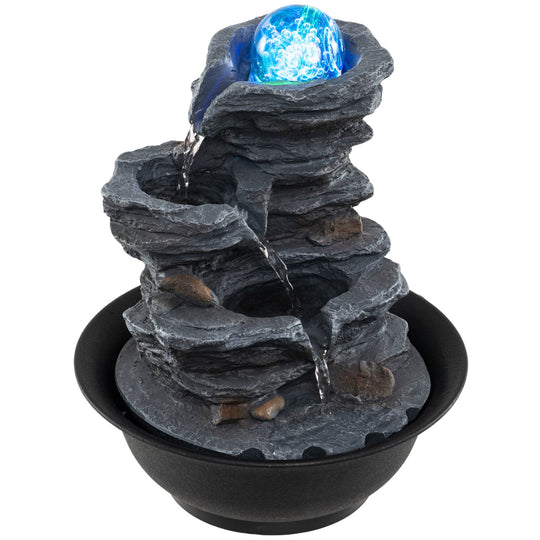 Tabletop Water Fountain with Rolling Crystal Ball and Color-Changing LED Light