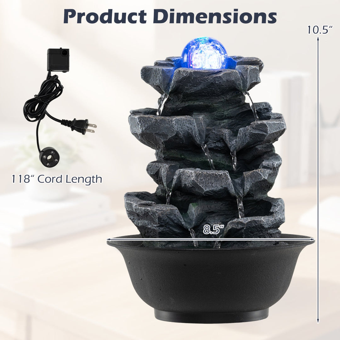 Tabletop Water Fountain with Rolling Crystal Ball and Color-Changing LED Light