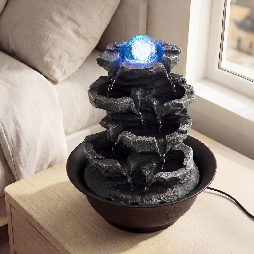 Tabletop Water Fountain with Rolling Crystal Ball and Color-Changing LED Light