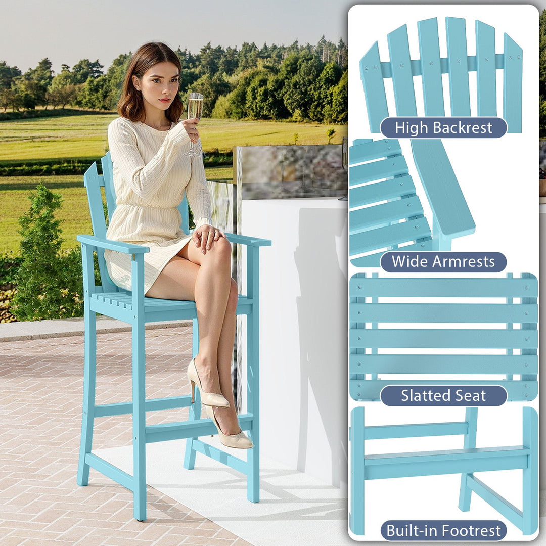 Tall Adirondack Chair with Armrests and Footrest for Deck