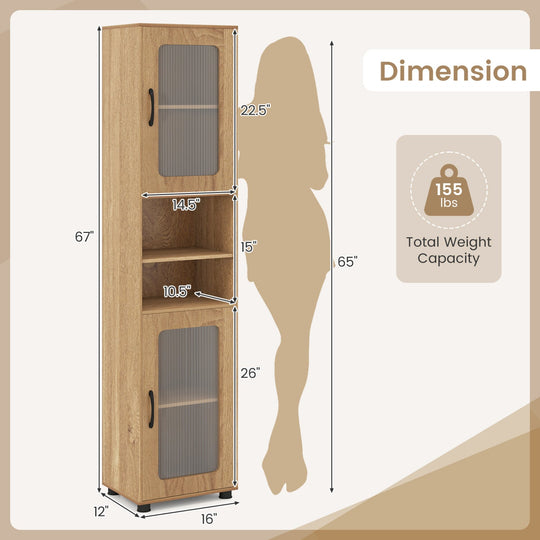 Tall Bathroom Storage Cabinet 67 Inches Freestanding Storage Organizer