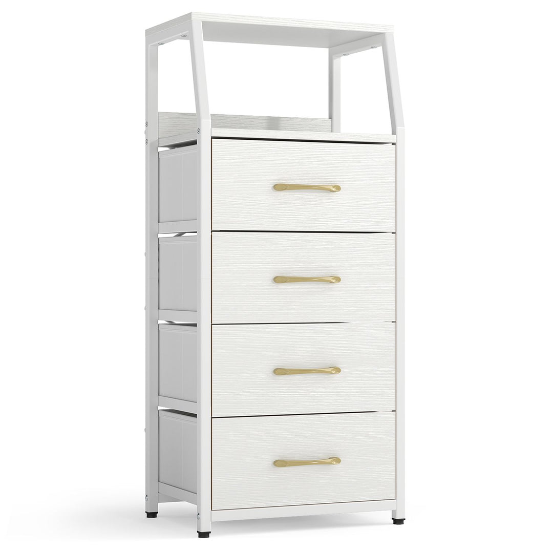 Tall Dresser with 4 Fabric Drawers and Metal Frame for Bedroom