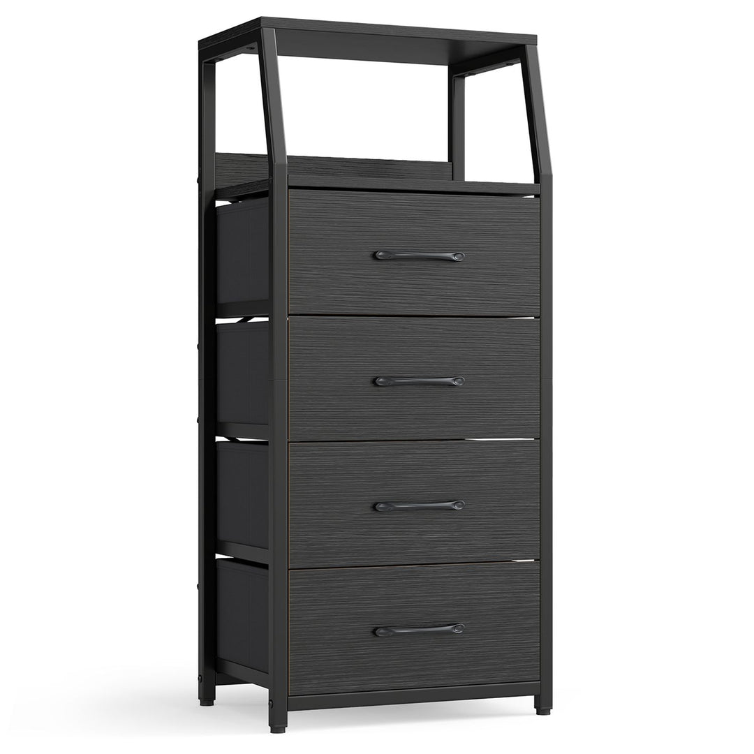 Tall Dresser with 4 Fabric Drawers and Metal Frame for Bedroom