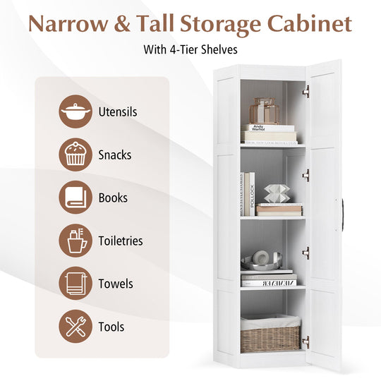 Tall Storage Cabinet with 4 Storage Shelves for Bathroom Living Room