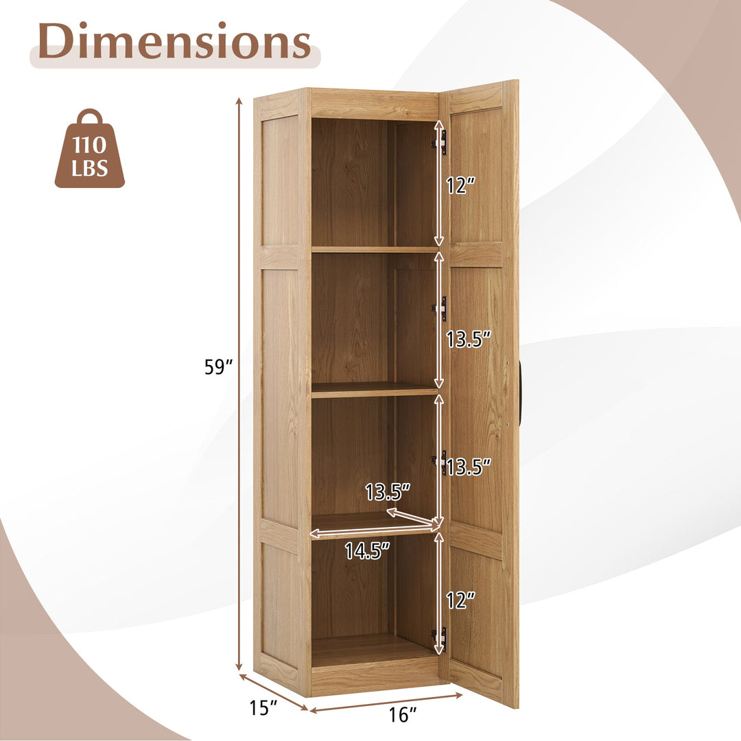 Tall Storage Cabinet with 4 Storage Shelves for Bathroom Living Room