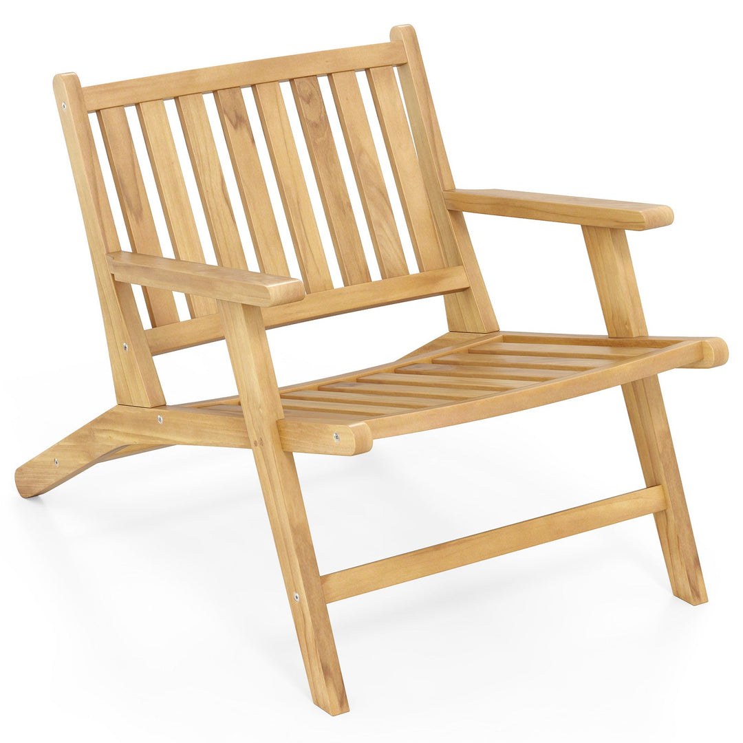 Teak Wood Outdoor Reclining Chair with Comfortable Backrest and Armrests