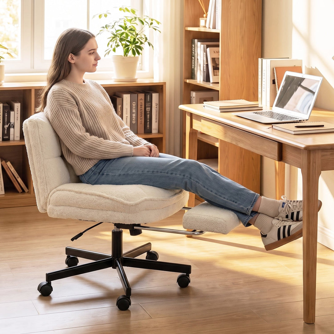 Teddy Plush Office Chair with Footrest and Adjustable Height
