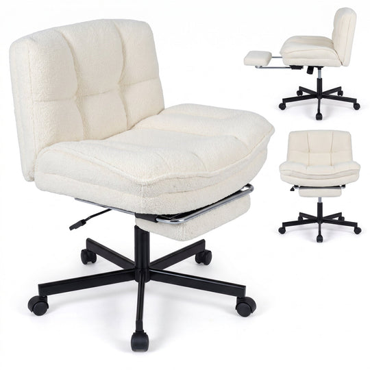 Teddy Plush Office Chair with Footrest and Adjustable Height