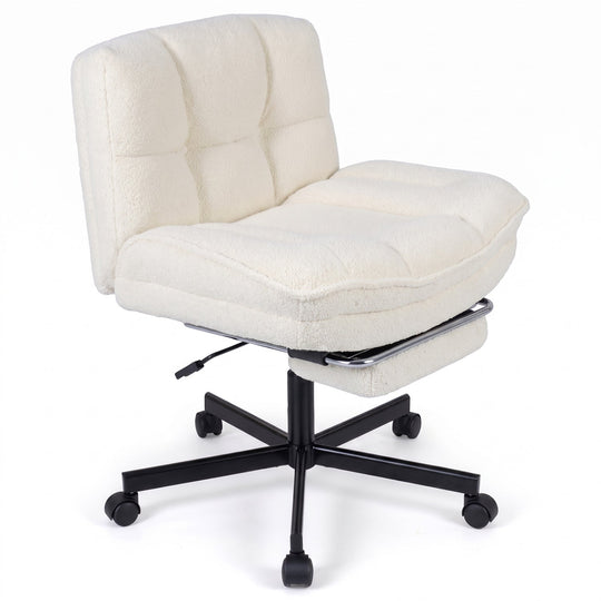 Teddy Plush Office Chair with Footrest and Adjustable Height