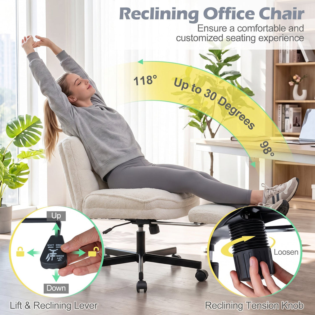Teddy Plush Office Chair with Footrest and Adjustable Height