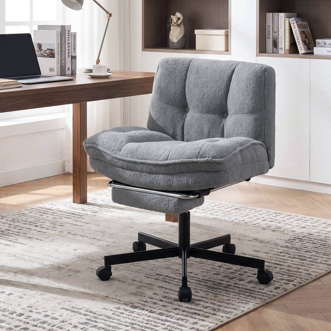 Teddy Plush Office Chair with Footrest and Adjustable Height