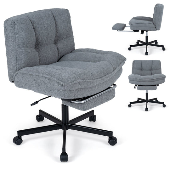 Teddy Plush Office Chair with Footrest and Adjustable Height