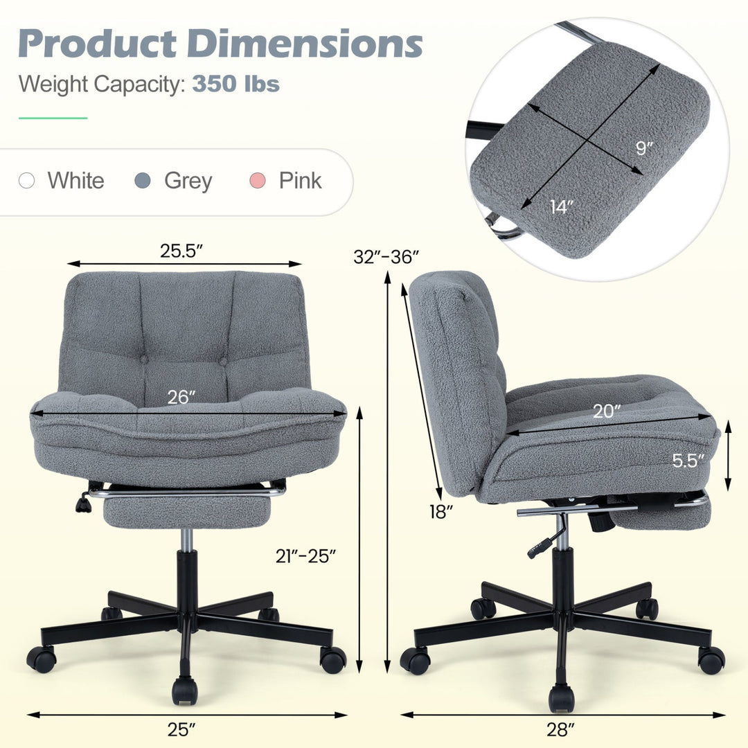 Teddy Plush Office Chair with Footrest and Adjustable Height