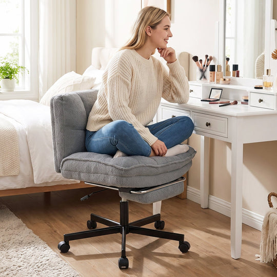 Teddy Plush Office Chair with Footrest and Adjustable Height
