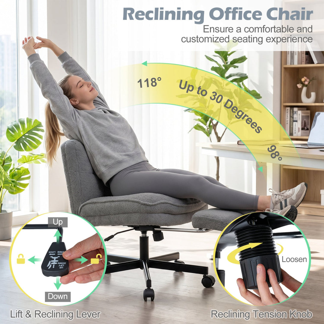 Teddy Plush Office Chair with Footrest and Adjustable Height