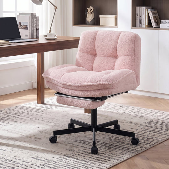 Teddy Plush Office Chair with Footrest and Adjustable Height
