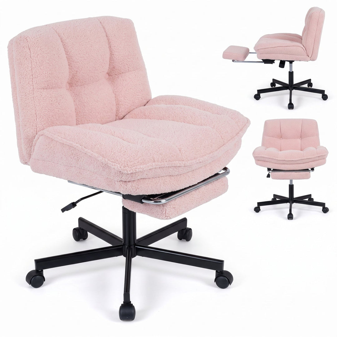 Teddy Plush Office Chair with Footrest and Adjustable Height