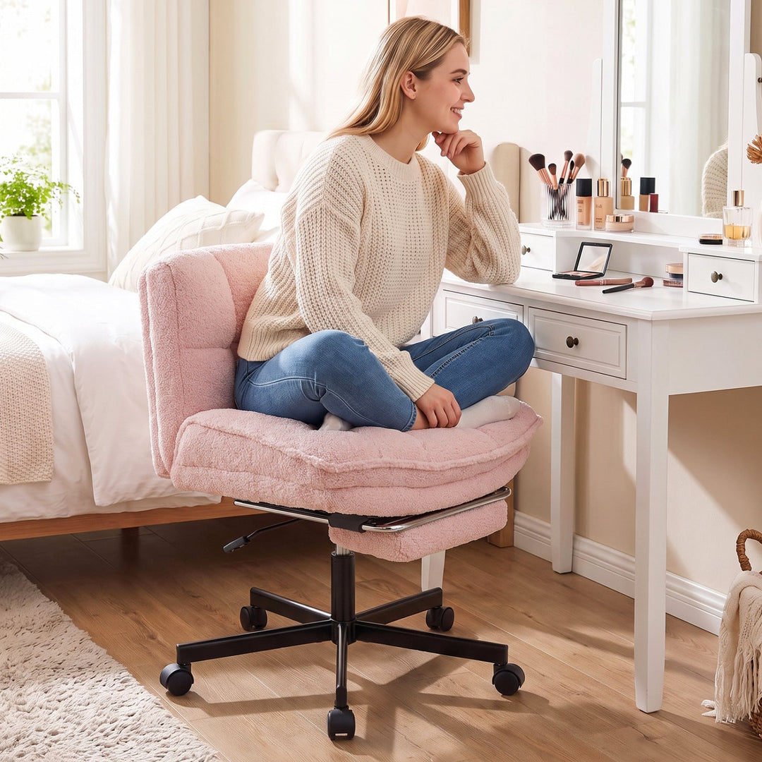 Teddy Plush Office Chair with Footrest and Adjustable Height
