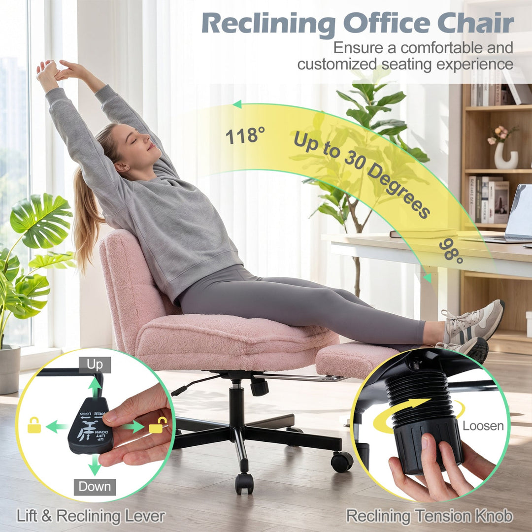 Teddy Plush Office Chair with Footrest and Adjustable Height