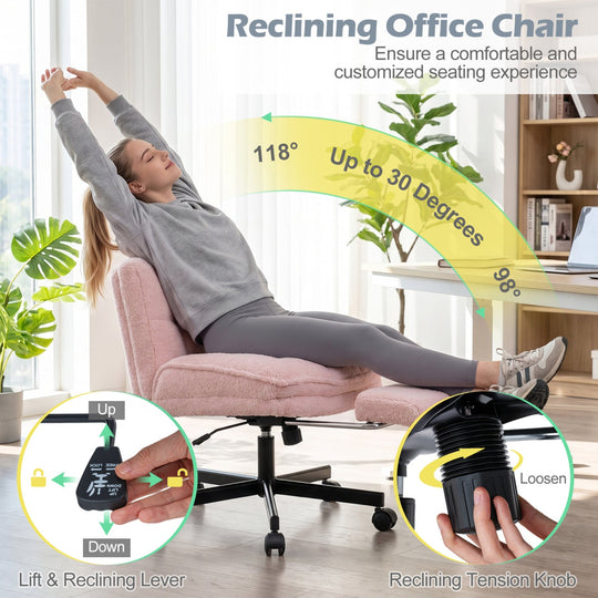Teddy Plush Office Chair with Footrest and Adjustable Height