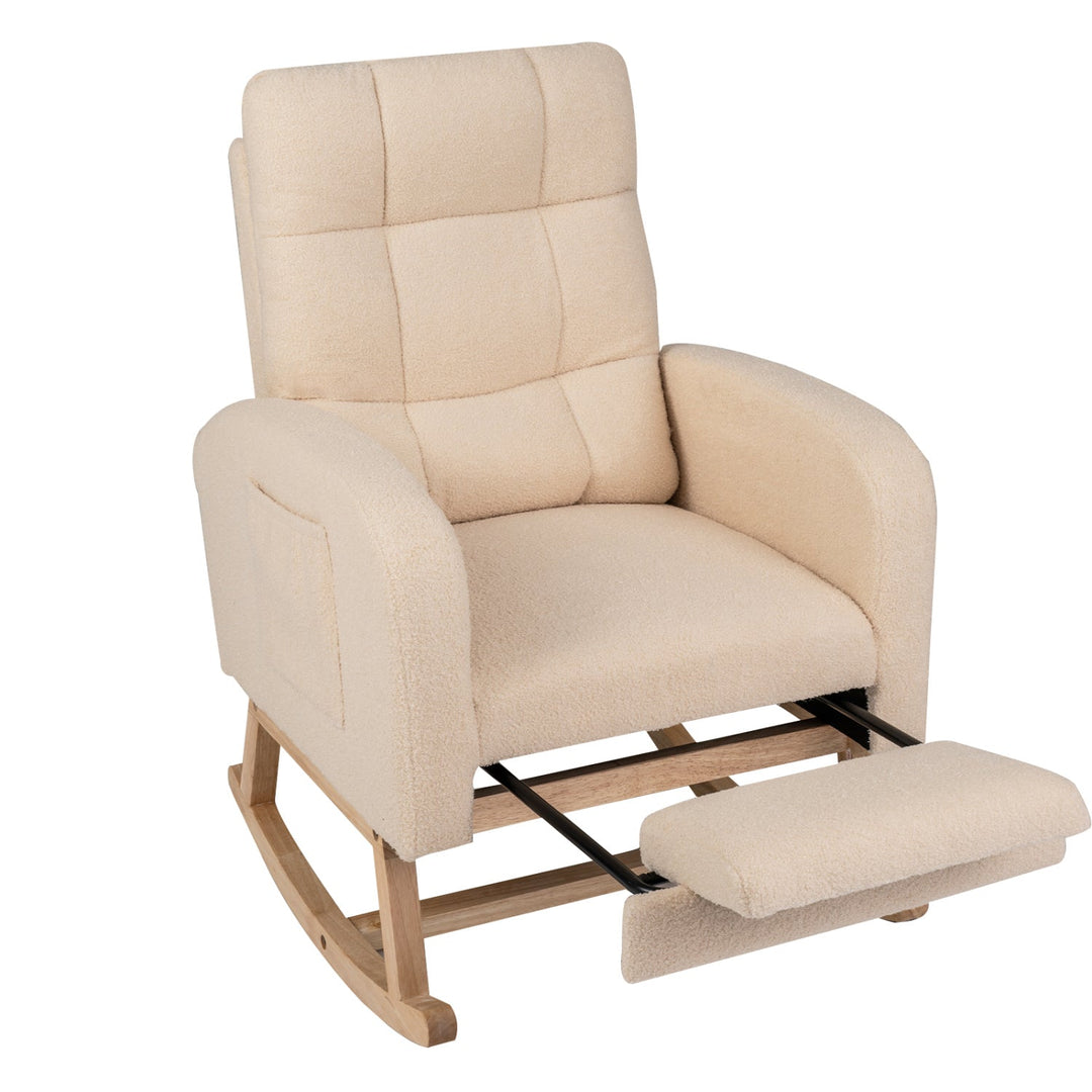Teddy Upholstered Rocking Chair with Retractable Footrest