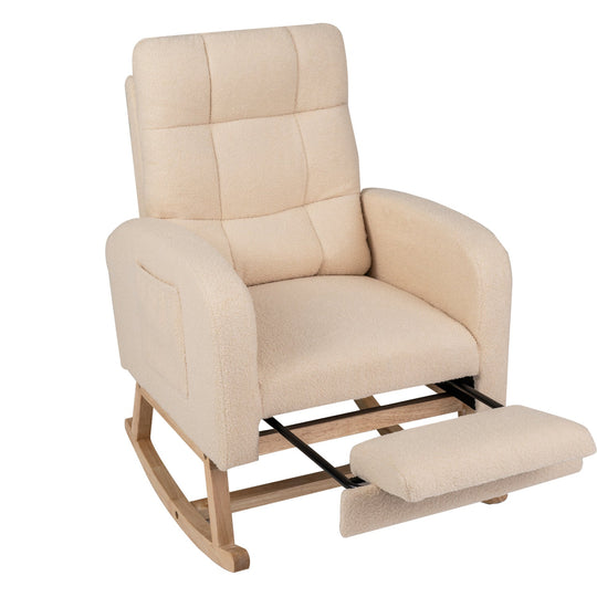 Teddy Upholstered Rocking Chair with Retractable Footrest