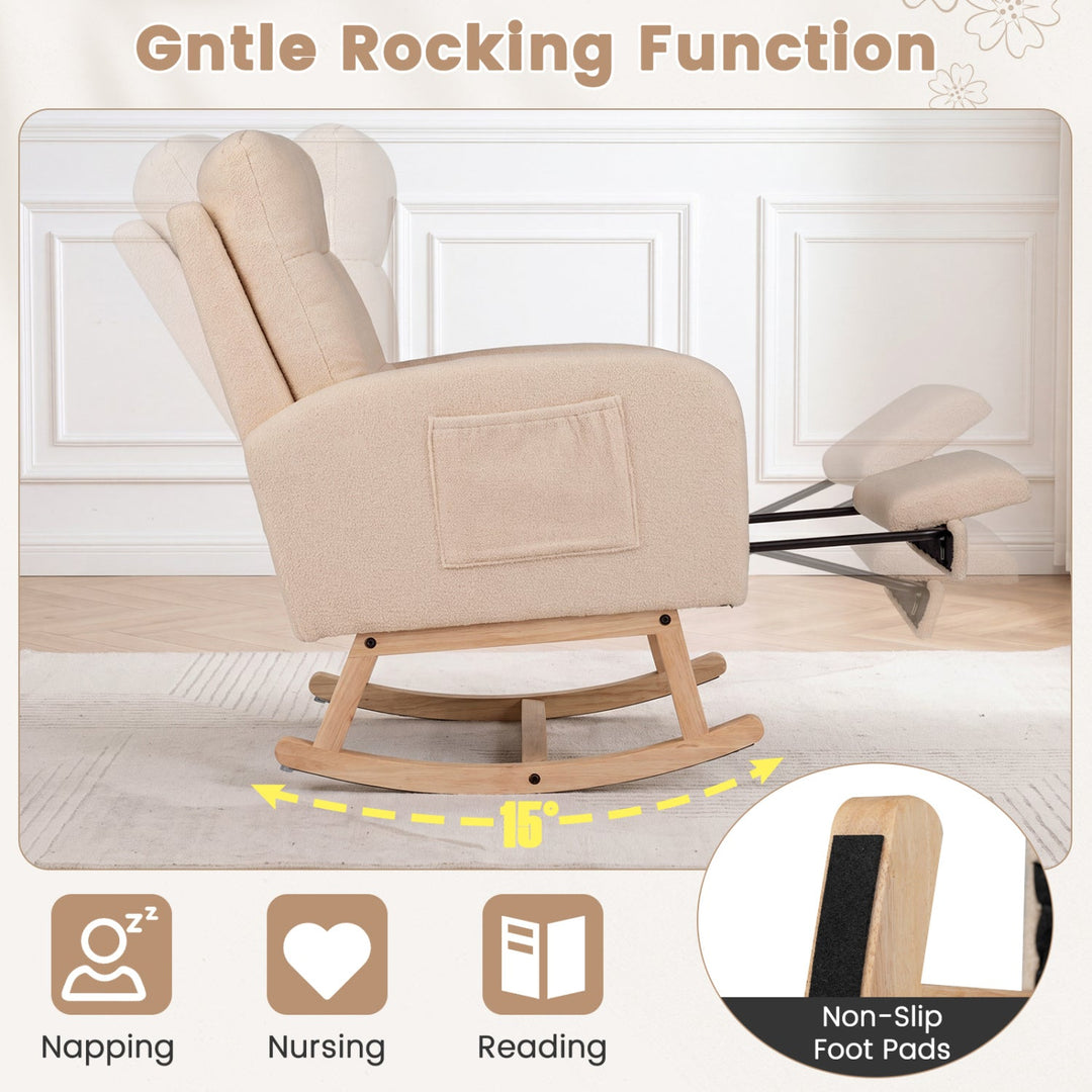Teddy Upholstered Rocking Chair with Retractable Footrest
