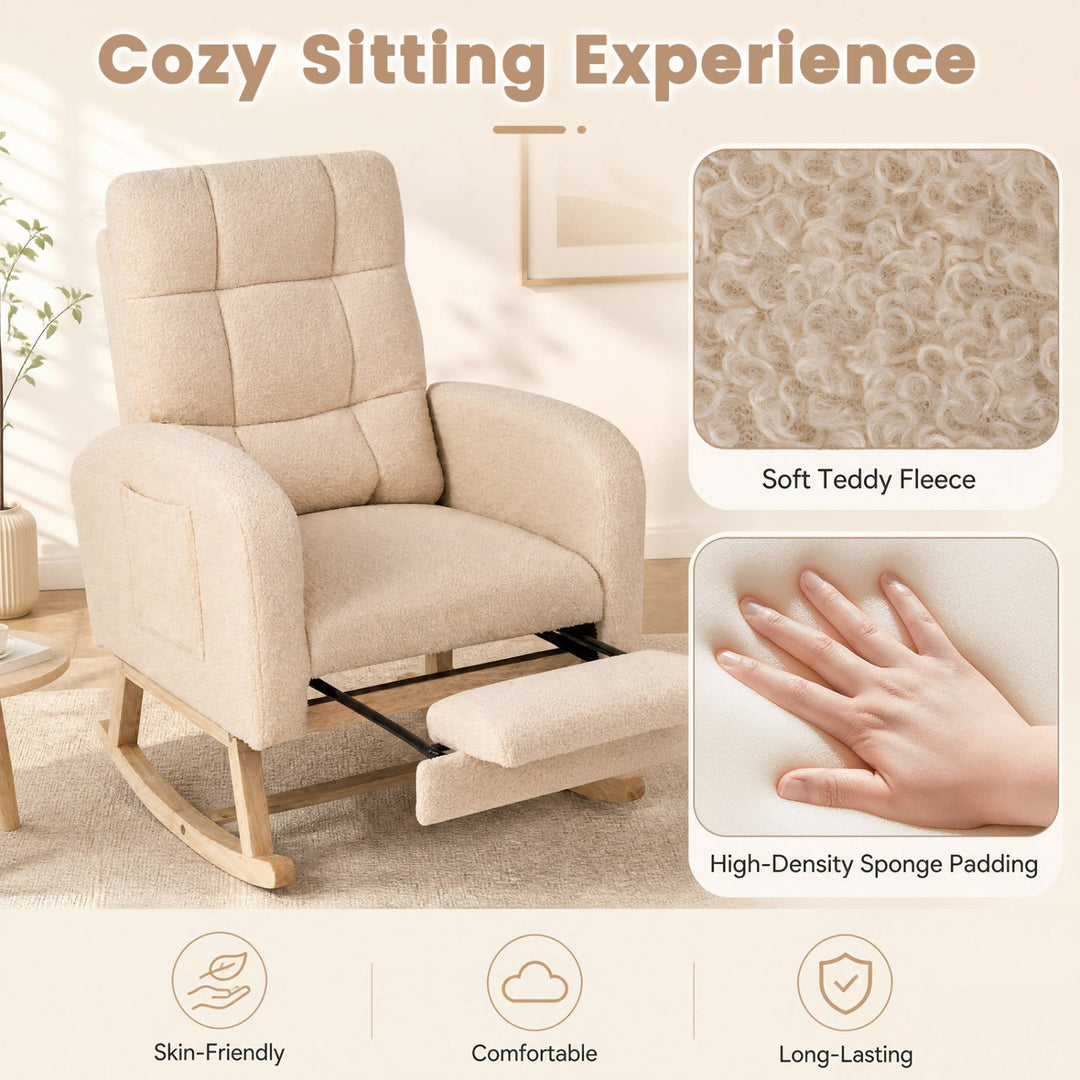 Teddy Upholstered Rocking Chair with Retractable Footrest