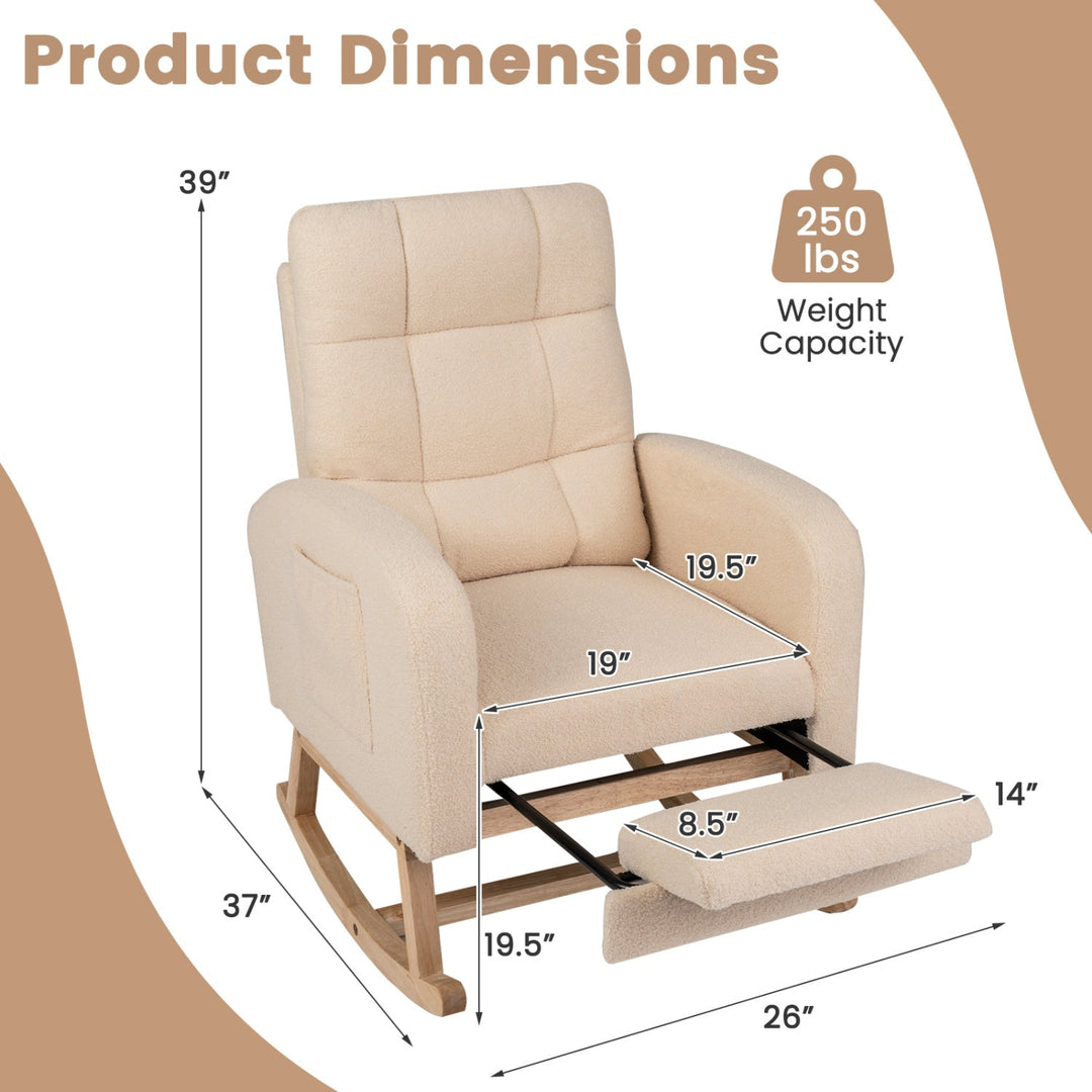 Teddy Upholstered Rocking Chair with Retractable Footrest