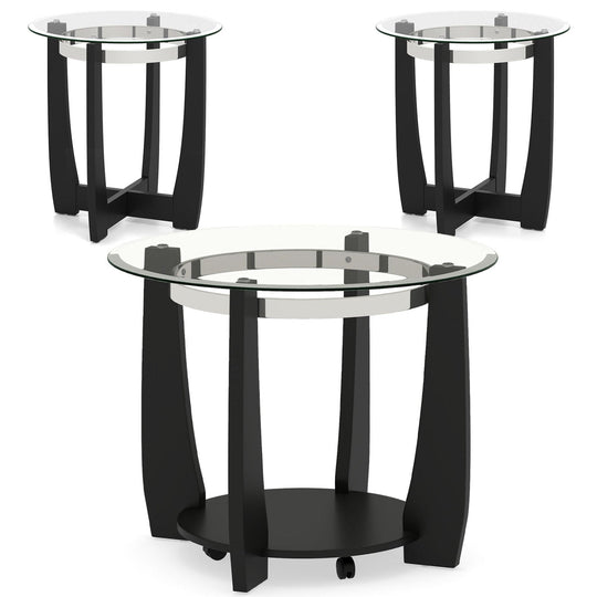 Tempered Glass Coffee Table Set of 3 for Living Room Bedroom