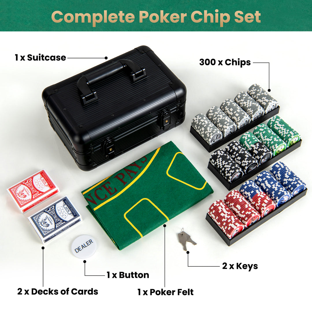 Texas Holdem Poker Chip Set with 300 Pieces Chips-Black