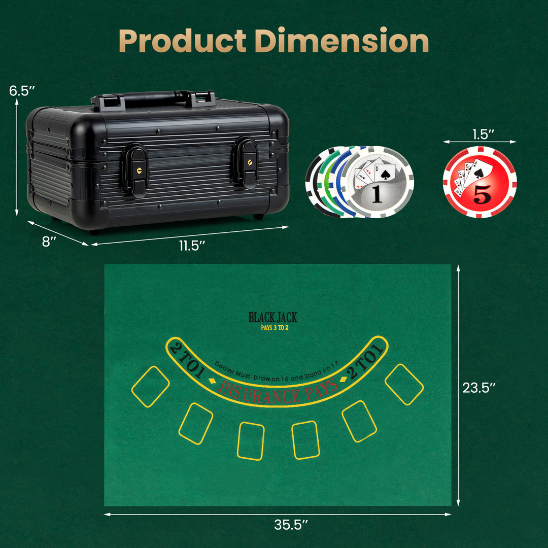 Texas Holdem Poker Chip Set with 300 Pieces Chips-Black