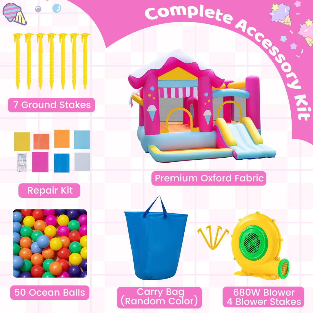 5-in-1 Inflatable Bounce House with Slide and Ball Pit