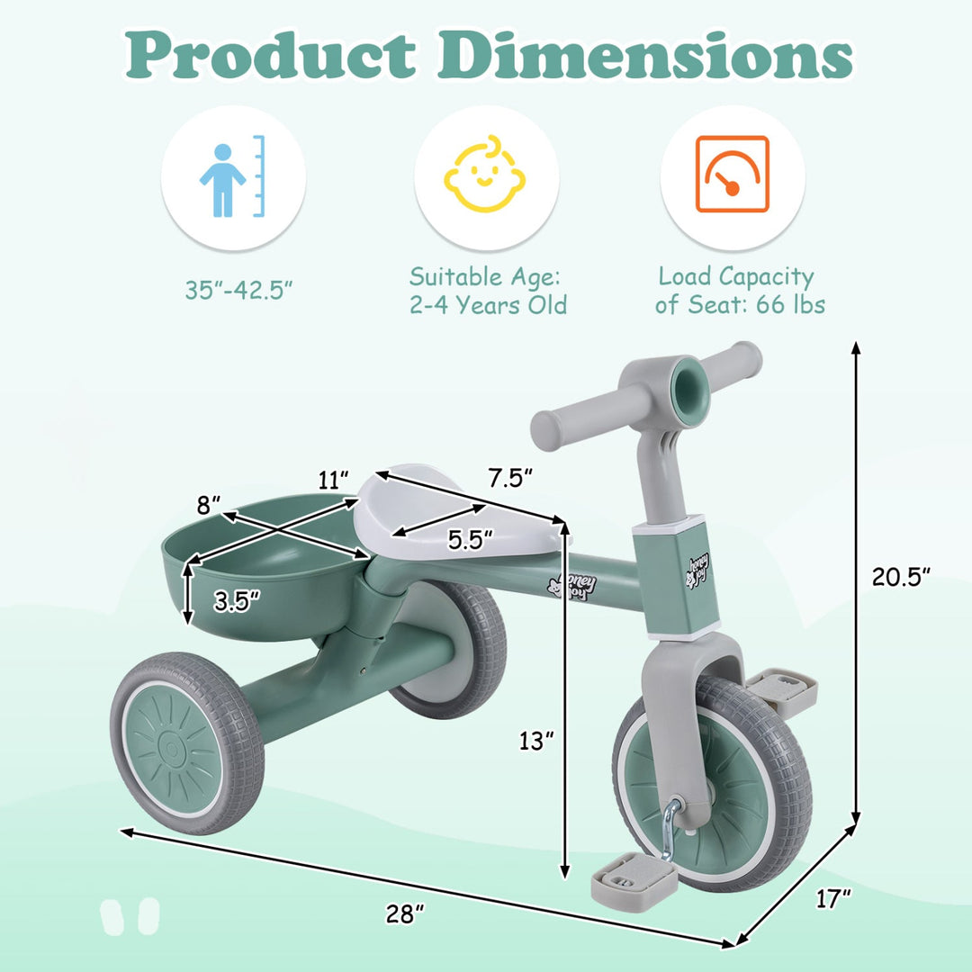 Convertible Toddler Trike with 86° Limited Steering Angle
