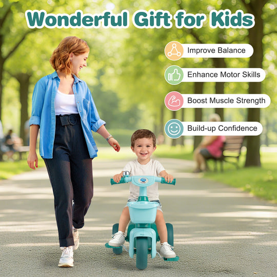 Toddler Tricycle with Limited Steering with Front Baskets and Bell