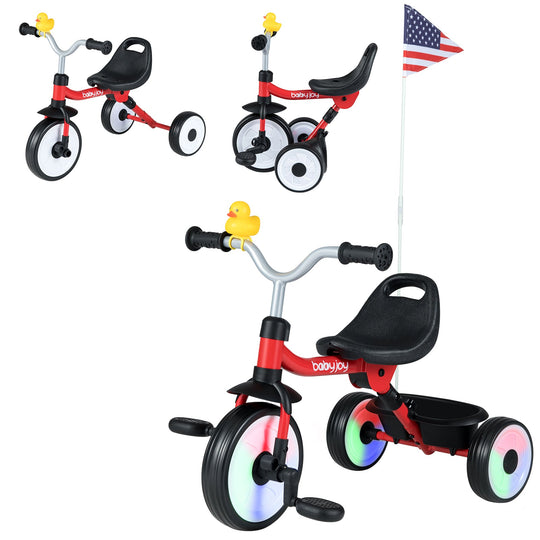 Toddler Tricycle with 3-Position Seat and Storage Basket for Kids