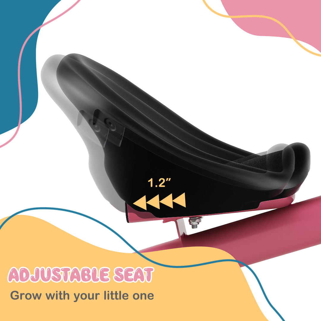 Toddler Tricycle with Adjustable Seat and Storage Baskets for 1.5-5 Years Old-Pink