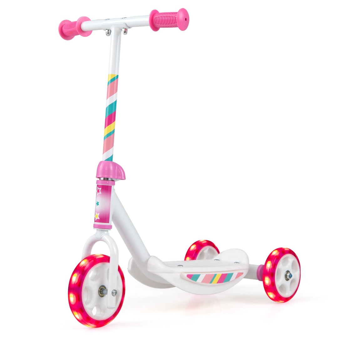 Toddlers Kick Scooter with LED Light-Up Wheels and Wide Anti-Slip Deck for Boys and Girls