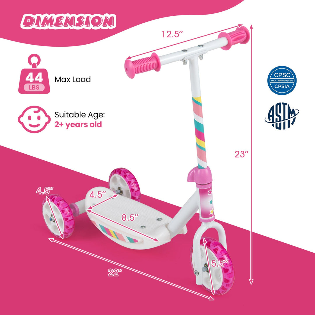 Toddlers Kick Scooter with LED Light-Up Wheels and Wide Anti-Slip Deck for Boys and Girls