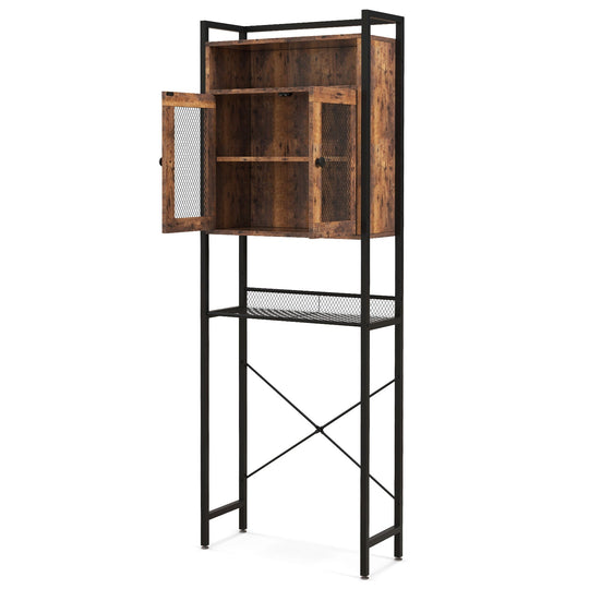 Over-The-Toilet Storage Cabinet with Heavy-Duty Metal Frame 2-door Freestanding