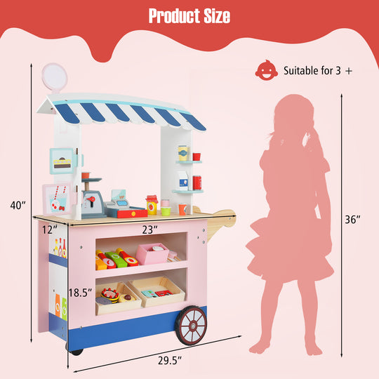 Toy Cart Play Set with POS Machine and Lovely Scale
